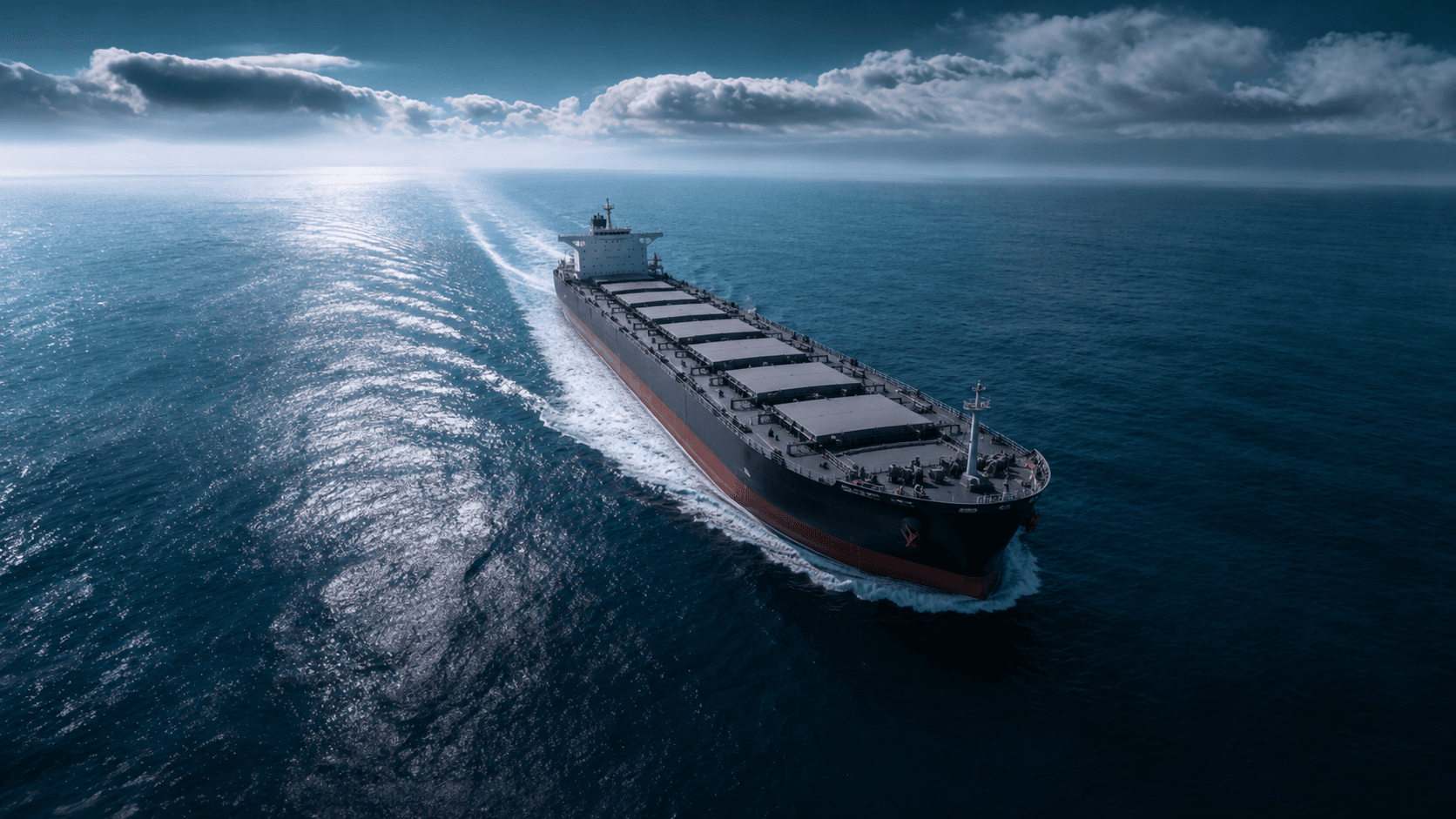 Bulk carrier under way at sea